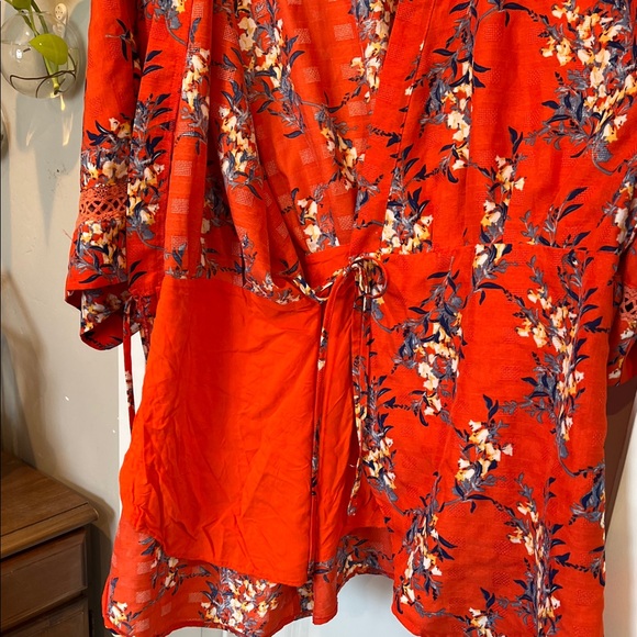 Vici Vibrant Orange Floral Kimono - Picture 6 of 10